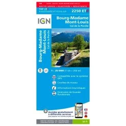 Mapa IGN 2250ETR Bourg-Madame, Mont-Louis, Col De La Perche - Résistante
