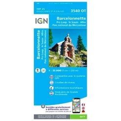 Mapa IGN 3540OTR Barcelonnette, Pra Loup, Le Sauze, Allos, Parc National Du Mercantour - Résistante