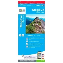 Mapa IGN 3531OTR Megève, Col Des Aravis - Résistante