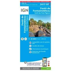 Mapa IGN 2417OTR Forêt De Fontainebleau, Forêt Des Trois Pignons - Résistante